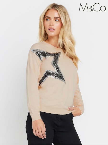 M&Co Pink Large Petite Blush Star Jumper (Q77932) | €43