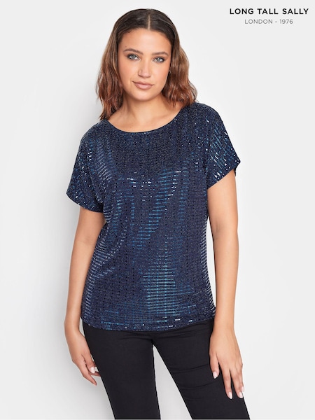 Long Tall Sally Blue Sequin T-Shirt (Q77958) | €15.50