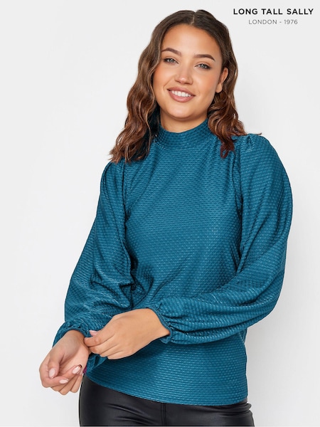 Long Tall Sally Green High Neck Textured Top (Q77983) | € 12