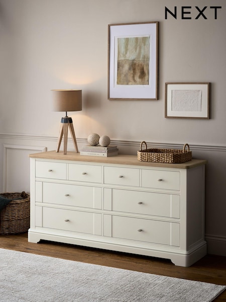 Chalk White Hampton Painted Oak Collection 6 Drawer Wide Chest of Drawers (Q78076) | €1,525