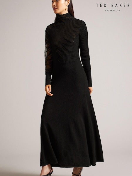 Ted Baker Leonhaa Knitted Maxi Black Dress (Q78130) | €83