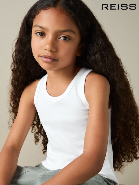 Reiss White Violet 4-9 yrs Cotton Blend Ribbed Vest (Q78137) | €10