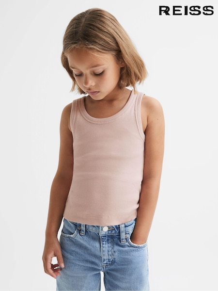 Reiss Pale Pink Violet 9-13 yrs Cotton Blend Ribbed Vest (Q78142) | €25