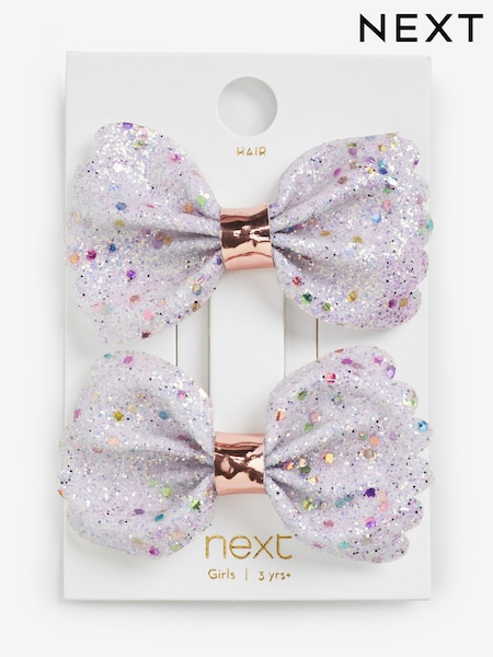 Lila vijolična - Scallop Bow Hair Clips 2 Pack (Q78161) | € 4