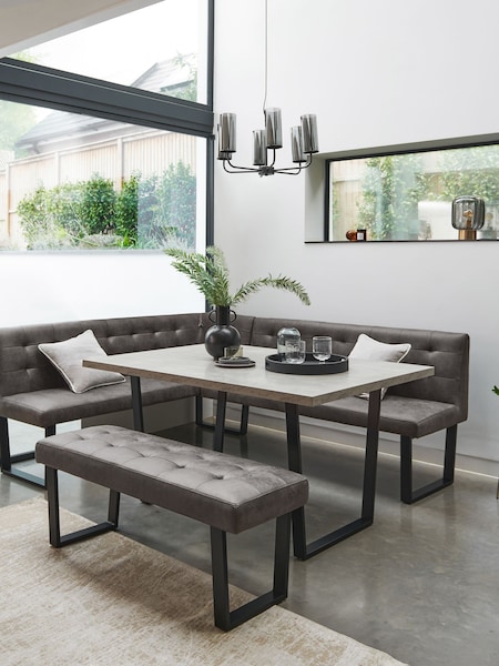 Monza Faux Leather Dark Grey Curtis Left Hand Corner Dining Table and Bench Set (Q78254) | €2,075