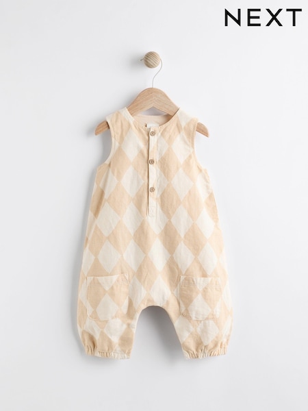 Neutral Harlequin Baby Woven Romper (0mths-2yrs) (Q78346) | €7.50 - €8.50