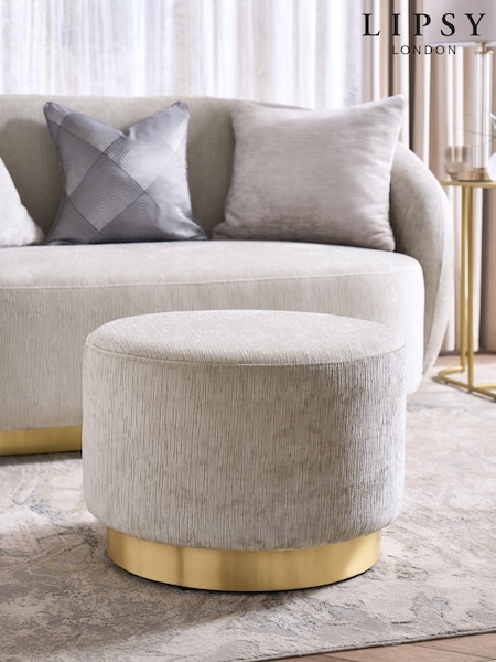 Lipsy Silver Grey Soft Chenille Laurel Stool (Q78362) | €170