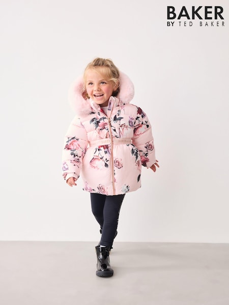Baker by Ted Baker Pink Floral Padded Coat (Q78458) | AED238 - AED263
