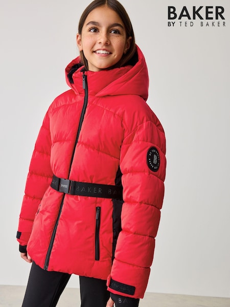 Roșu - Haina căptușită Baker by Ted Baker neagră cu panou cu centură rezistentă la duș (Q78477) | 271 LEI - 292 LEI