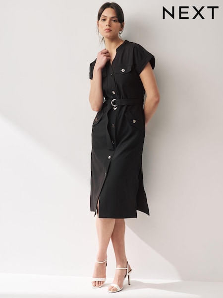 Schwarz - Utility Midi Dress (Q78479) | 13 €