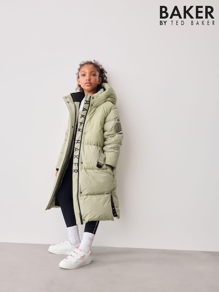 Baker by Ted Baker Khaki Green Shower Resistant Belted Coat (Q78496) | AED251 - AED266