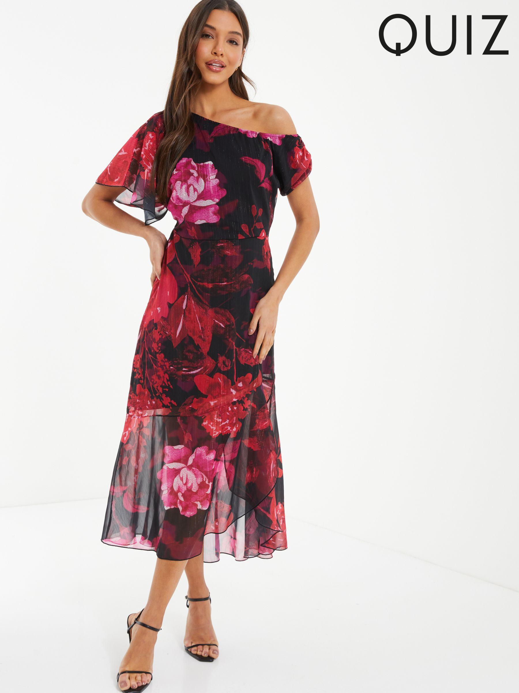 Quiz red ruffle dress deals