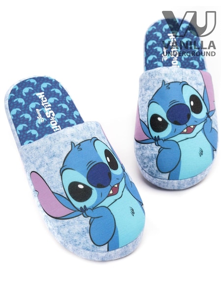 Vanilla Underground Blue Stitch Womens Winter Mule Slippers (Q78511) | €27