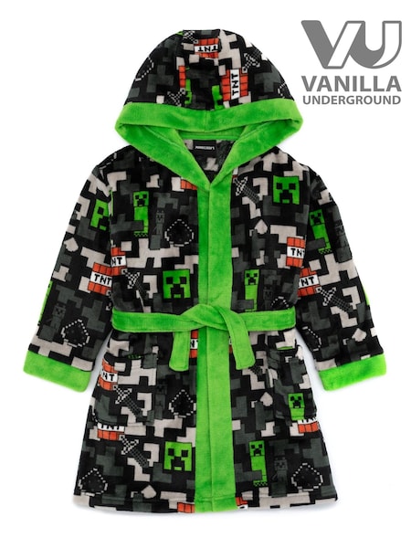 Musta Minecraft - Vanilla Underground Unisex Kids Fleece Dressing Gown Robe (Q78552) | €47