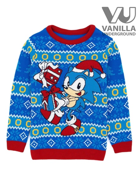 Vanilla Underground Blue Sonic Kids Christmas Jumper (Q78567) | €39
