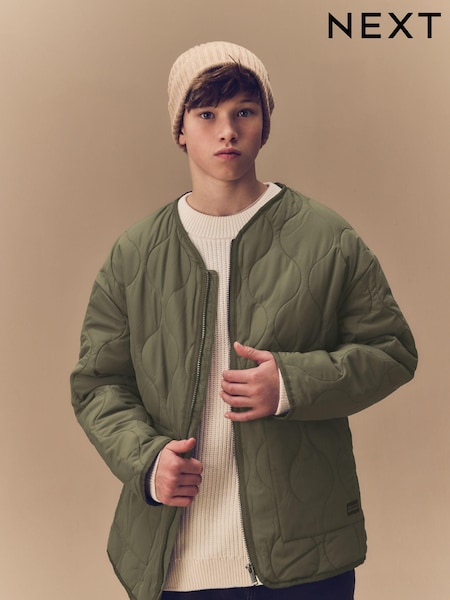 Khaki Green Quilted Onion Jacket (3-17yrs) (Q78609) | €21 - €32