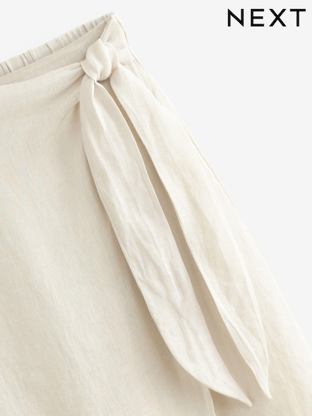 Neutral Premium 100% Linen Midi Wrap Skirt (Q78664) | €19