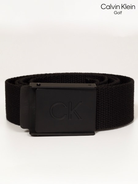 Calvin Klein Golf Monogram Buckle Black Belt (Q78689) | $32