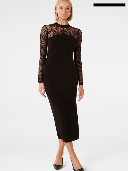 Forever New Black Elora Long Sleeve Lace Dress (Q78783) | €77