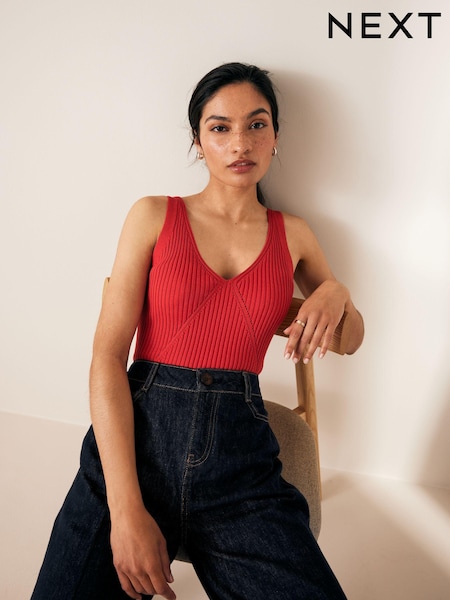 Rot - Sleeveless Rib Vest (Q78791) | 6 €