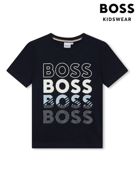 Temno mornariška modra - BOSS Short Sleeved Logo T-Shirt (Q78873) | € 37 - € 43