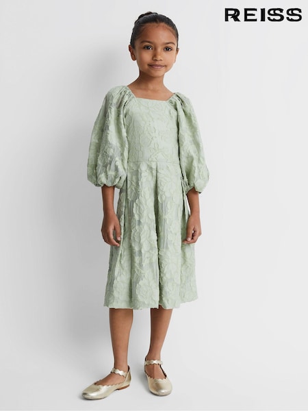Reiss Sage Thea 13-14 yrs Jacquard Puff Sleeve Dress (Q79053) | 728 QAR