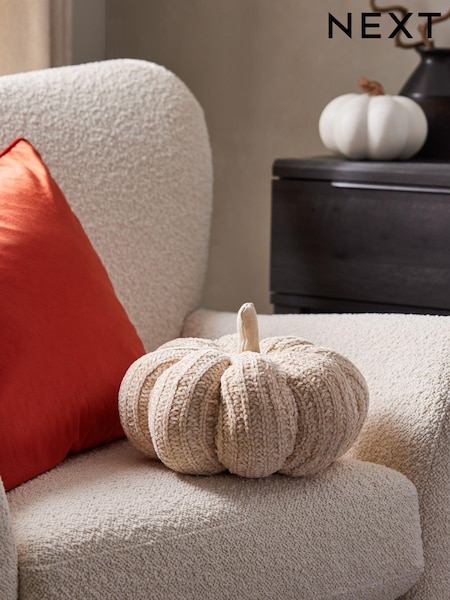 Natural Autumn Pumpkin Chenille Cushion (Q79080) | €7