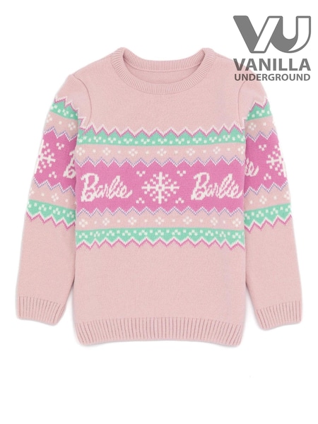 Vanilla Underground Pink Barbie Kids Christmas Jumper (Q79112) | €43