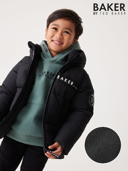 أسود - Baker By Ted Baker Shower Resistant Padded Coat (Q79260) | ‏435 ر.س.‏ - ‏468 ر.س.‏