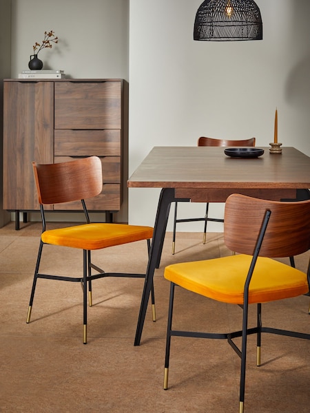 MADE.COM Set of 2 Ochre Yellow Amalyn Dining Chairs in Velvet (Q79358) | €441
