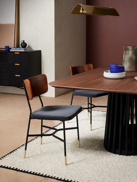MADE.COM Set of 2 Charcoal Grey Amalyn Dining Chairs in Velvet (Q79362) | €441