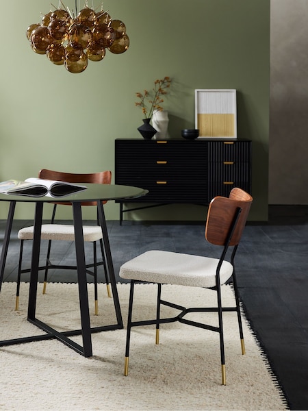 MADE.COM Set of 2 White Boucle Amalyn Dining Chairs in Velvet (Q79368) | €441