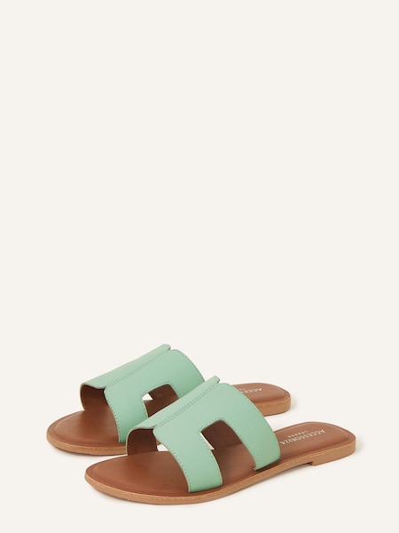 Accessorize Green Leather Cut-Out Sliders (Q79386) | €20