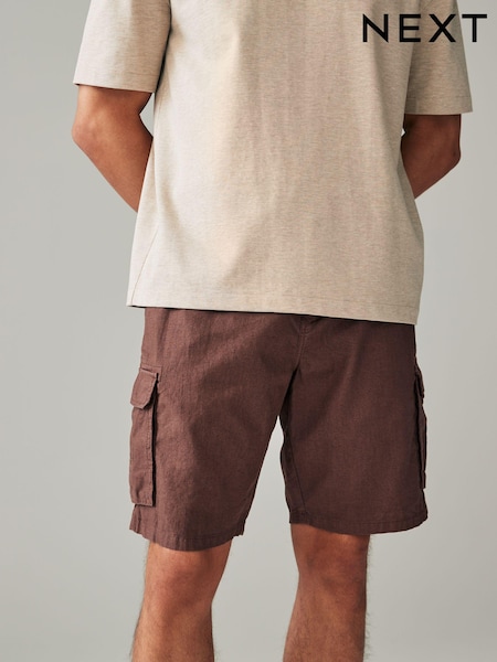 Rust Brown Cotton Linen Cargo Shorts (Q79542) | €6