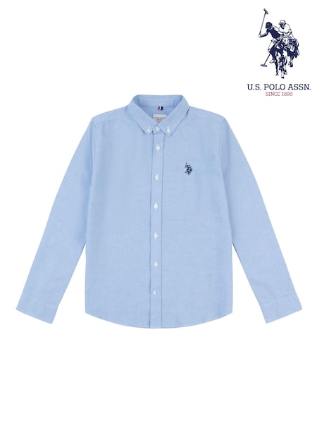 U.S. Polo Assn. Blue Boys Peached Oxford 100% Cotton Shirt (Q79574) | $70 - $84