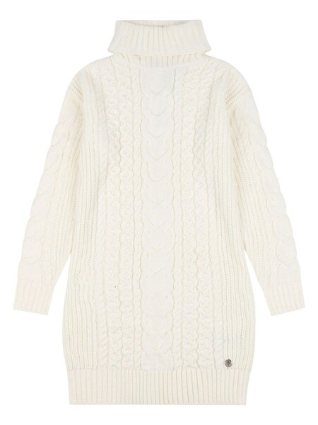 U.S. Polo Assn. Womens Cream Mixed Cable Knit Dress (Q79604) | €29