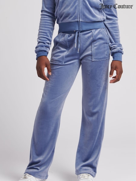 Juicy Couture Girls Blue Velour Patch Pocket Joggers (Q79636) | AED97 - AED116