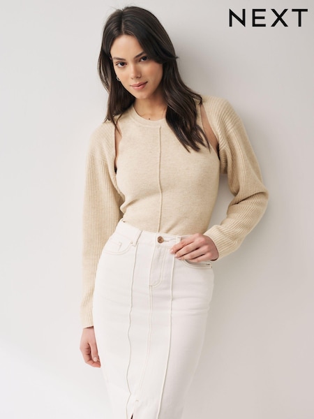 Nevtralno - Co-ord 30% Wool Ribbed Bolero Cardigan (Q79656) | € 15