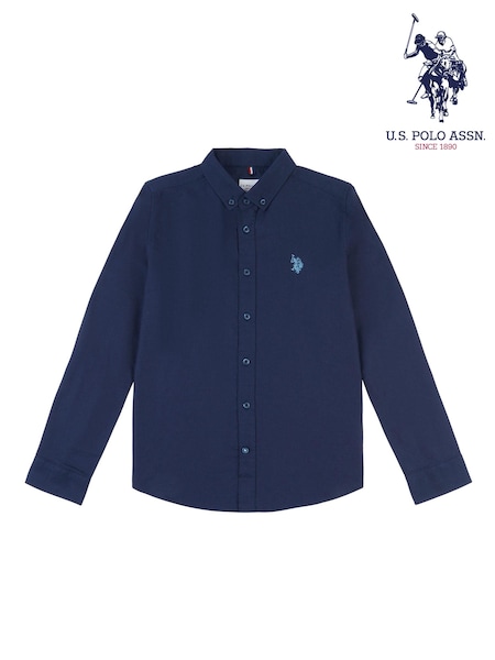 U.S. Polo Assn. Blue Boys Peached Oxford 100% Cotton Shirt (Q79658) | €53 - €64