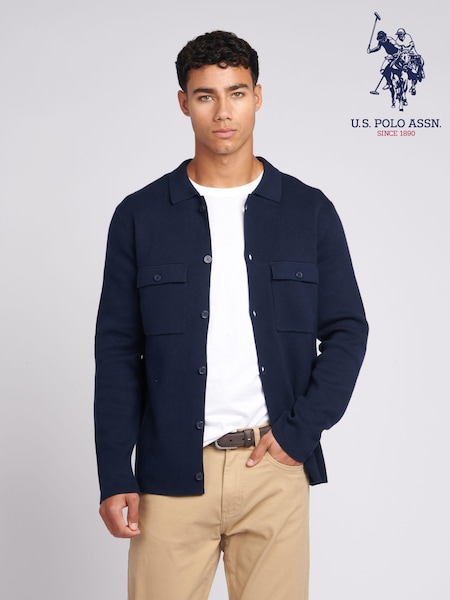 U.S. Polo Assn. Blue Mens Knitted 100% Cotton Shacket (Q79667) | R$ 790