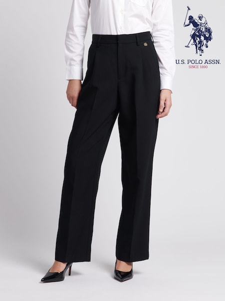 U.S. Polo Assn. Womens Black Smart Straight Leg Trousers (Q79674) | €53