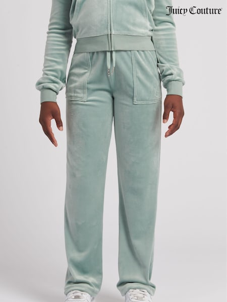 Juicy Couture Girls Green Velour Patch Pocket Joggers (Q79681) | €44.50 - €53