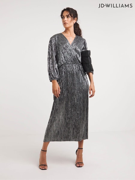 JD Williams Silver Plisse Wrap Mini Dress (Q79907) | €30