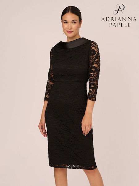 Adrianna Papell Roll Neck Sheath Black Dress (Q79932) | 581 LEI
