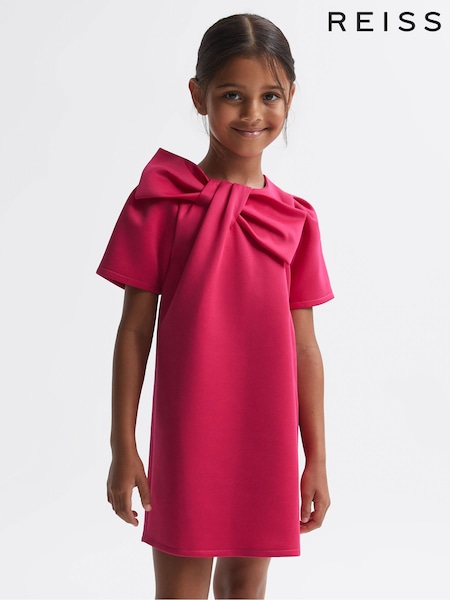 Reiss Pink Felicity Senior Scuba Bow Dress (Q79952) | AED432