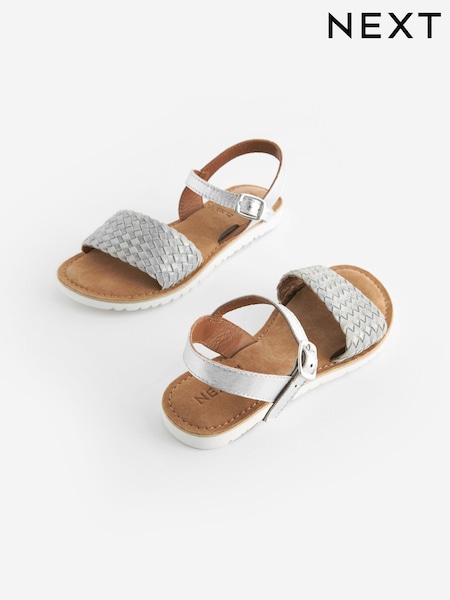 Silver Leather Woven Sandals (Q80019) | €33 - €44