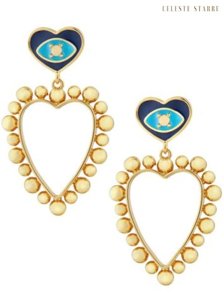 Celeste Starre Gold Tone Eye Heart You Earrings (Q80226) | €107