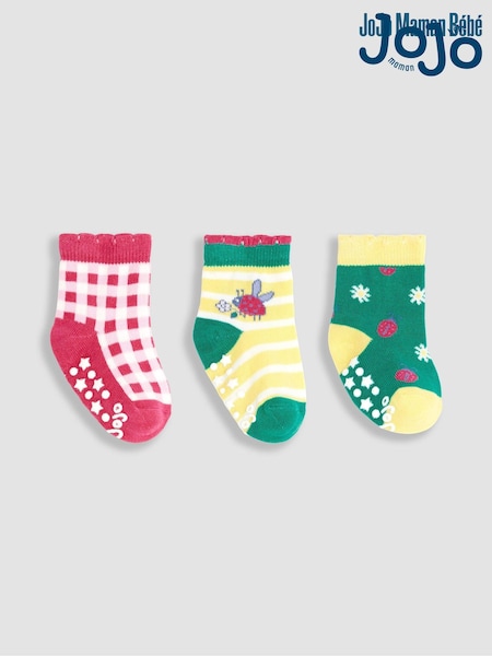JoJo Maman Bébé Green 3-Pack Ladybird Socks (Q80299) | €6