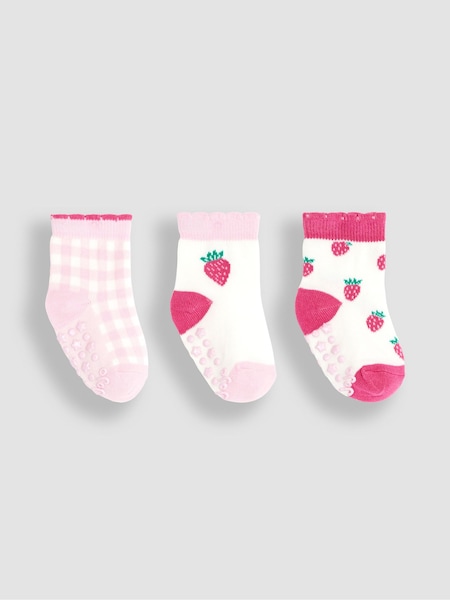 Rosa mit Erdbeermotiven - JoJo Maman Bébé 3-Pack Fruit Socks (Q80318) | 15 €