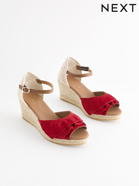 Red Forever Comfort® Leather Frill Wedges (Q80363) | €12